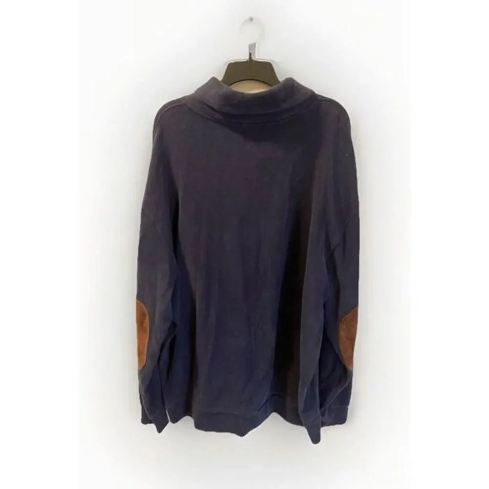 Polo Ralph Lauren Sweater 2XLT Navy Blue Suede Elbow Heavyweight Big &‎ Tall